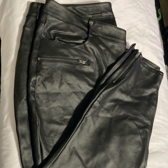 Retired! Black Coated Ponte Multi Zip Skinny Ankle Pant - Picture 6 of 11